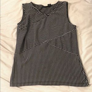 Black and White Striped Wrap Tank Top
